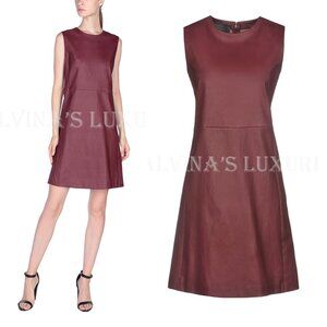 PRADA DRESS GARNET LEATHER SLEEVELESS sz IT 40 US 4